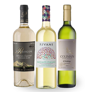 KIT BRANCOS REFRESCANTES - Frizzante Rivani Branco, Los Riscos Reserva Sauvignon Blanc, Coliman Chardonnay