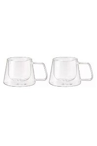 Dupla de Xícaras para Chá/Café com Parede Dupla 180 ml 02 Peças