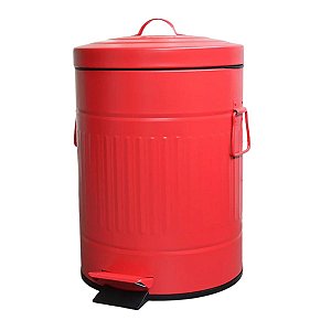 Lixeira Aço Vermelha Retro 5 Litros.