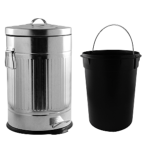 Lixeira Aço Cromado Retro 20 Litros