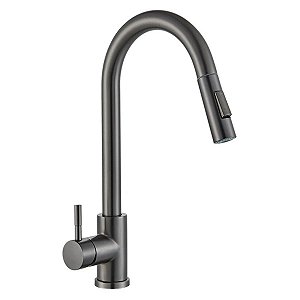 Torneira Gourmet Monocomando Cozinha Com Mangueira Retrátil Bico Fino Grafite