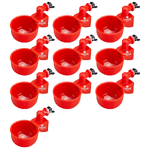 10X Bebedouro Automatico Aviario Abs Cor Vermelho