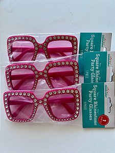 Óculos rosa pink com strass