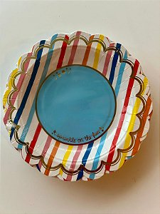 Pratos Temáticos com 18cm Stripes coloridos