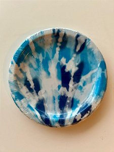 Pratos Temáticos com 18cm Tie Die Azul