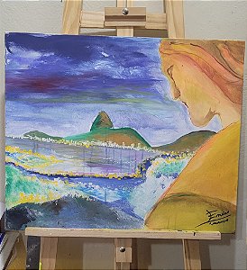 Pintura em acrilico sobre tela unica peça bem colorida