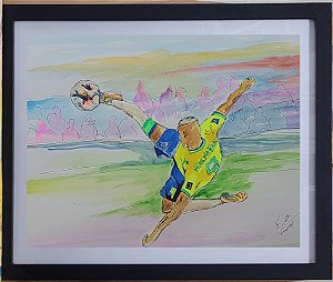 Reprodução da Aquarela Gol de bicicleta do atacante Richarlison Copa 2022