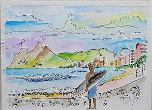 Aquarela Surf no Arpoador