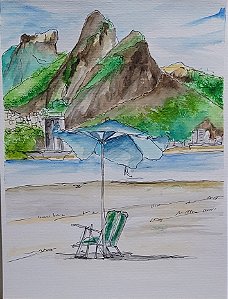 Aquarela Praia de Ipanema