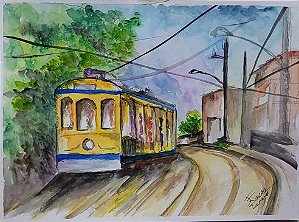 Aquarela Bondinho de Santa Teresa