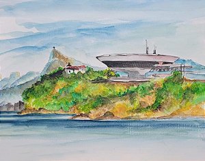Aquarela Museu de Arte Contemporânea - MAC - Niterói