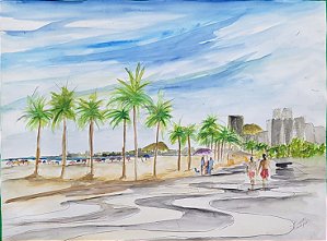 Aquarela Orla de Copacanaba