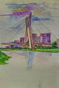 Aquarela Ponte Estaiada Octavio Frias de Oliveira São Paulo