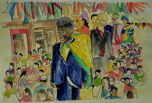Aquarela Os bonecos gigantes de Olinda Carnaval