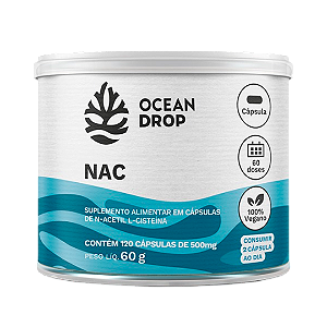 NAC N-Acetil L-cisteína 500mg 120 Cápsulas - Ocean Drop