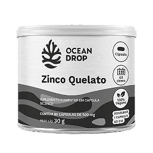 Zinco Quelato 500mg 60 Cápsulas - Ocean Drop