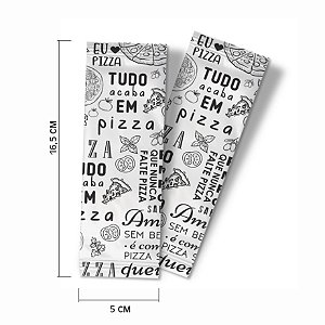 Sache de Guardanapo embalado PIZZA FRASES medida 11x40 c/2.000 sache e 4.000guardanapos