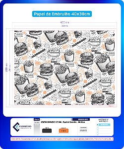 Papel de Embrulho Laminado Alumínio 40x30 Estampa Genérica c/1.000un