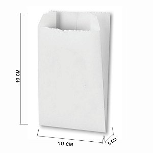 Saquinho de Fritas com barreira de gordura B4 10x5x19 c/500 Branco Sem Impressão