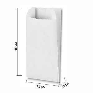 Saquinho de Fritas com barreira de gordura XA2 7,5x5x15 c/500 Branco sem Impressão
