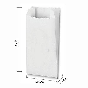 Saquinho de Fritas com barreira de gordura XA1 7,5x5x12 c/500 Branco sem Impressão