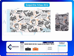 Saquinho de Fritas com barreira de gordura XA1 7,5x5x12 c/500 Estampa Generica