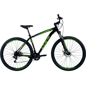 Bicicleta OXS Glide 100 Aro 29 Shimano 21v Preto e Verde e Azul