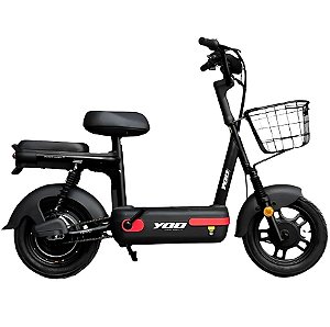Bicicleta Elétrica YOO Y200 350Wh Bike Preto E Vermelho
