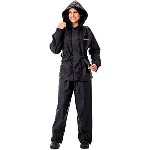 Capa De Chuva Feminino Pantaneiro Nylon Capuz Preto G