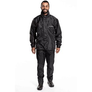 Capa De Chuva Pantaneiro Nylon Luxo Com Forro E Gola Preto GG