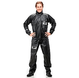 Capa De Chuva Pantaneiro Premium Com Gola Bolso E Refletivo Preto G