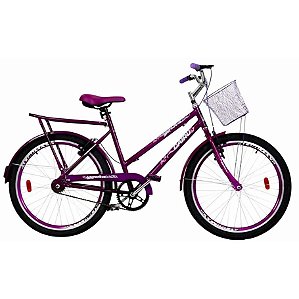 Bicicleta Cairu Aro 26 Genova Com Bagageiro E Cesta Violeta