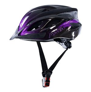 Capacete Para Ciclista MTB JPP Rava Space 3 Brilho Com Viseira Preto E Violeta M