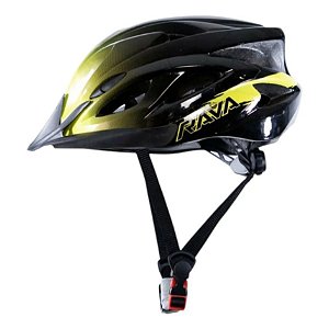 Capacete Para Ciclista MTB JPP Rava Space 3 Brilho Com Viseira Preto E Amarelo M