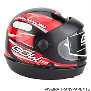 Capacete Gow Interlagos Preto E Vermelho 60