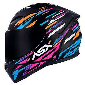 CAPACETE ASX CITY ARROW PRETO BRILHO LARANJA/ROSA 56/S