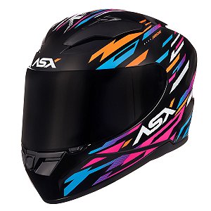 CAPACETE ASX CITY ARROW PRETO BRILHO LARANJA/ROSA 62/XL