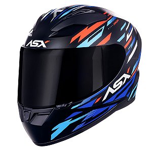 CAPACETE ASX CITY ARROW PRETO FOSCO VERMELHO/AZUL 62/XL
