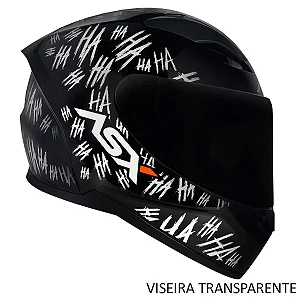 CAPACETE ASX CITY FUN BRILHO PRETO/BRANCO 64/XXL