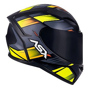CAPACETE ASX CITY START PRETO BRILHO CINZA/AMARELO 60/L