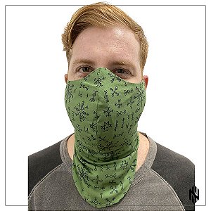 Máscara Para Barbudos Verde Estampa Nórdica Exclusiva