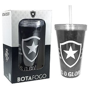 Copo com Canudo Parede Dupla Botafogo 470ML