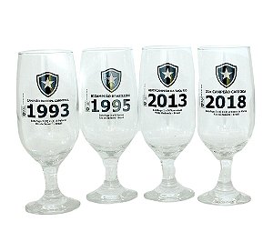 Caixa com Kit Com 4 Taças de Chopp 300ml Botafogo