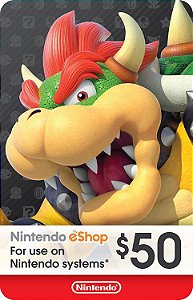 Cartão Nintendo eShop Crédito Switch / Wii U / 3DS - $50 Dólares