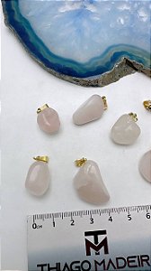 Pingente Pedra quartzo rosa - 01 Unid
