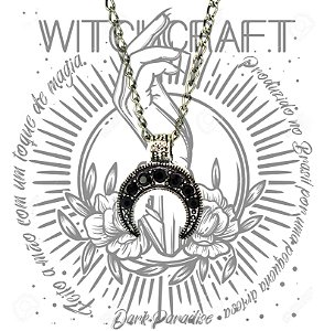 Pingente Meia lua com strass - preto