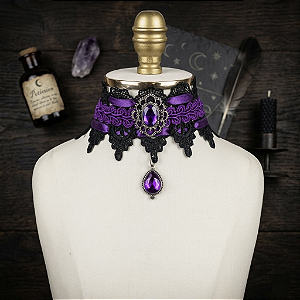 Gargantilha Salém - preto com roxo