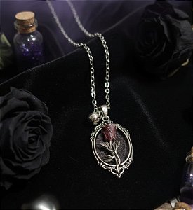 Pingente camafeu com rosa