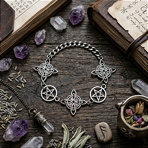 Pulseira Nó de bruxa com pentagrama