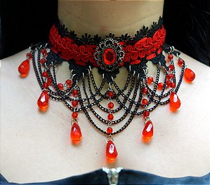 Gargantilha de renda Dark Elegance - red